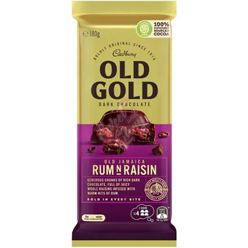 Cadbury's Old Gold Rum and Raisin Dark Chocolate AUS 180g - Inner