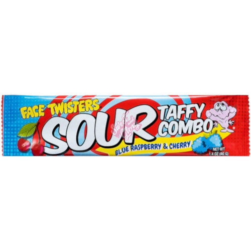 Face Twisters Sour Taffy Combo Blue Raspberry/Cherry 40g - Inner