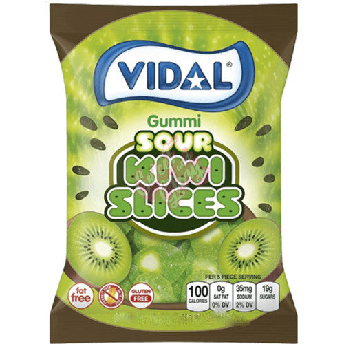 Vidal Sour Kiwi Slices Peg Bag 100g - Case