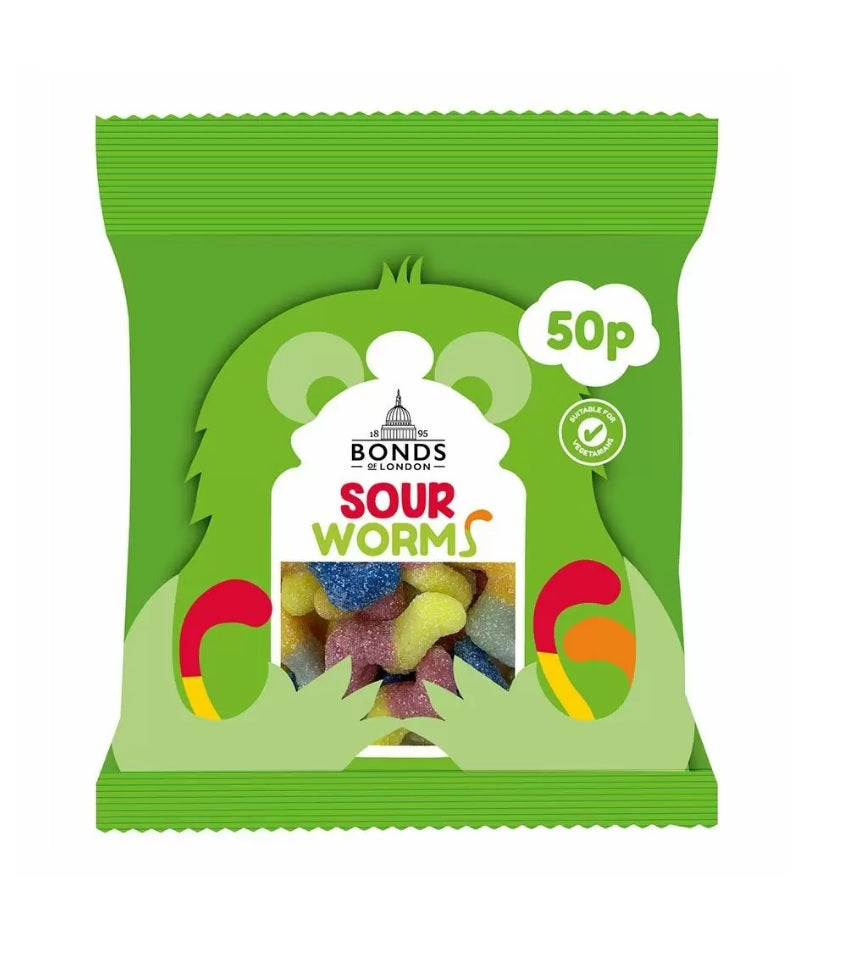 Bonds Sour Worms Treat Bags 50g 50p PMP x 20
