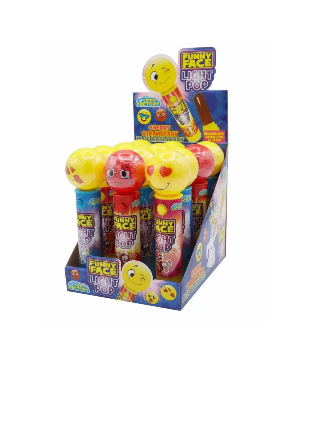 Crazy Candy Factory Funny Face Light Pops 11g x 12