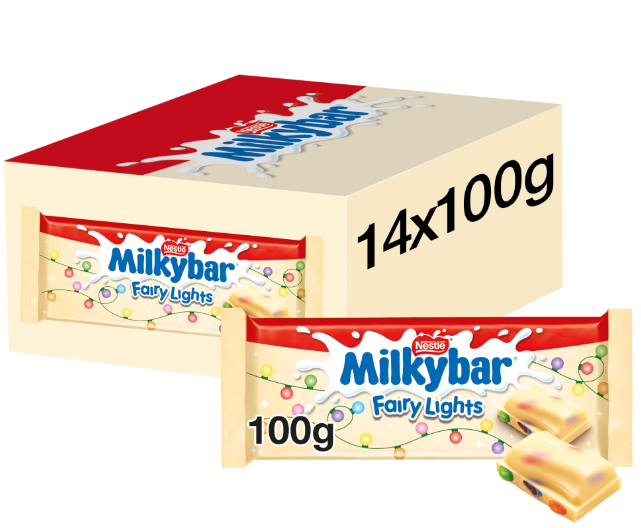 Milkybar Fairy Lights White Chocolate Sharing Bar 100g Box of 14